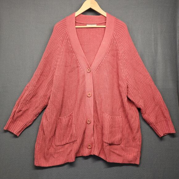 Woman Within Cardigan Sweater Womens Plus Size 3X Pink V Neck Casual - Picture 1 of 13